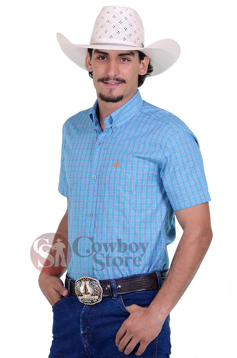 Camisa Radade Manga Curta Xadrez Fifty Azul - 1293