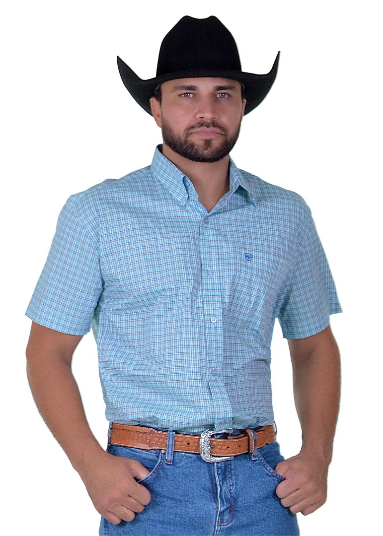 Camisa Radade Manga Curta Xadrez Fifty Azul - 1480