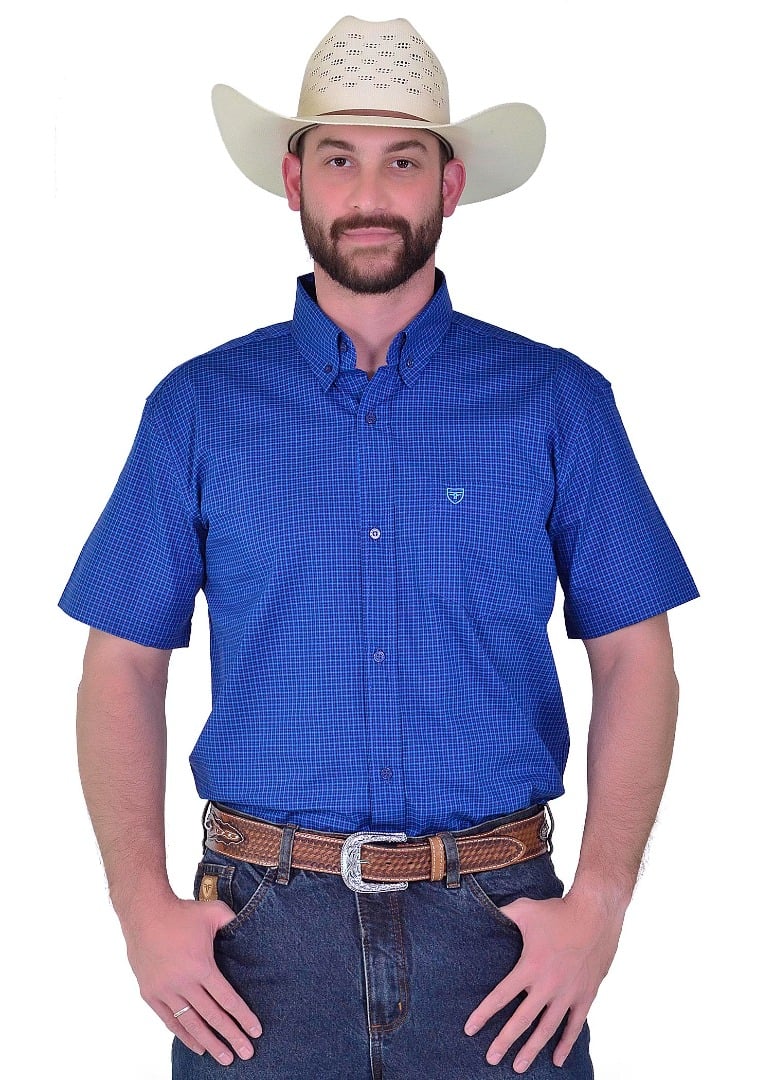 Camisa Radade Manga Curta Xadrez Fifty cor Azul - 1888
