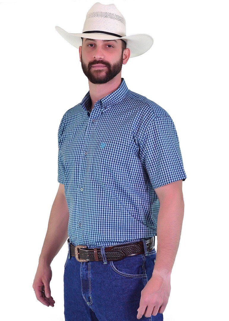 Camisa Radade Manga Curta Xadrez Fifty cor Azul - 1927