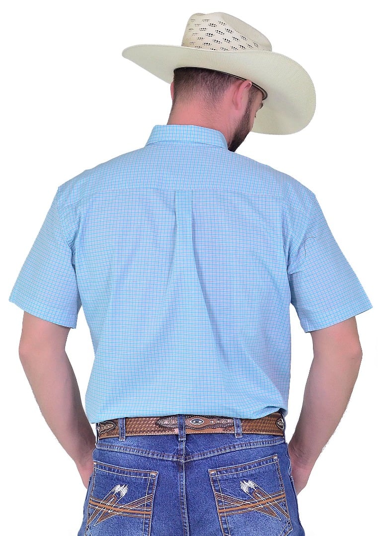 Camisa Radade Manga Curta Xadrez Fifty cor Azul e Branco - 1885