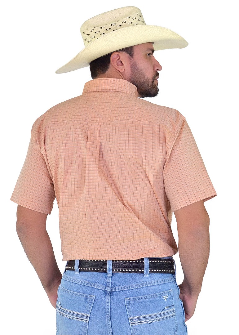 Camisa Radade Manga Curta Xadrez Fifty cor Laranja - 1872