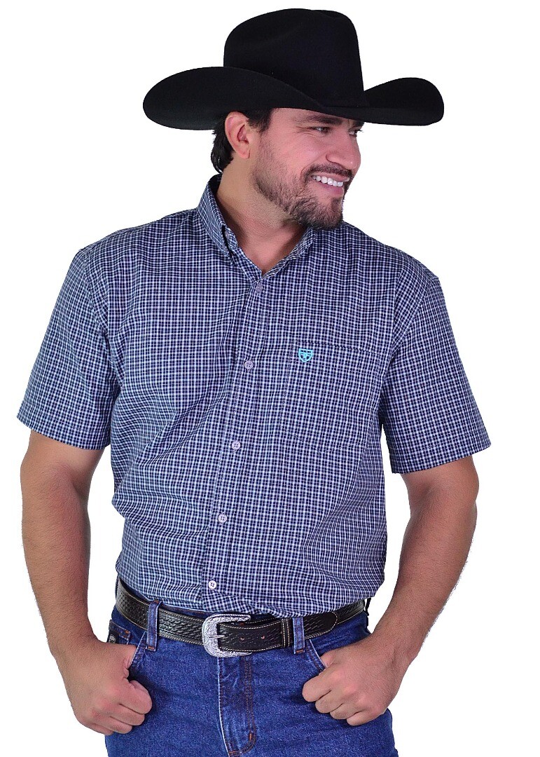 Camisa Radade Manga Curta Xadrez Fifty cor Marinho - 2170