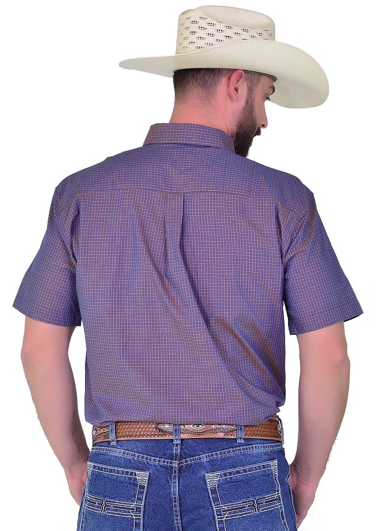 Camisa Radade Manga Curta Xadrez Fifty cor Vinho e Azul - 1886