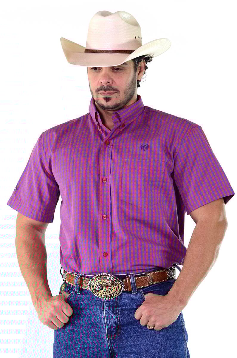 Camisa Radade Manga Curta Xadrez Fifty Vinho- 1201