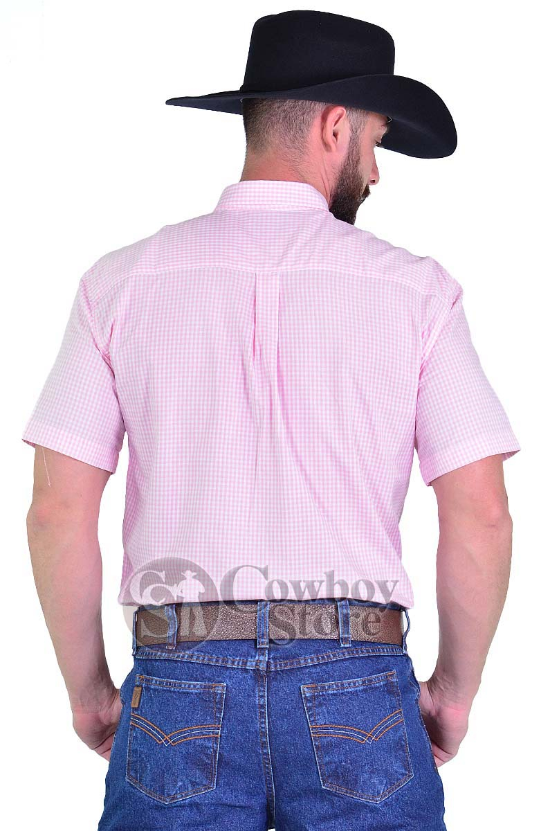 Camisa Radade Manga Curta Xadrez Rosa - 1476