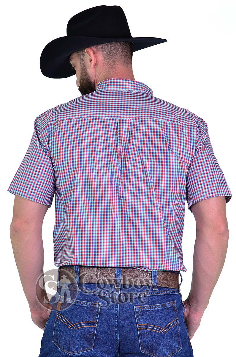Camisa Radade Manga Curta Xadrez Vermelha e Azul - 1481