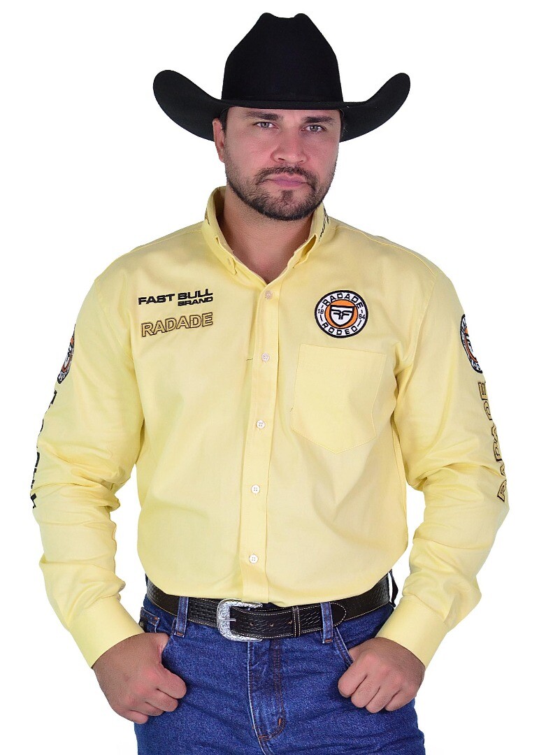 Camisa Radade Manga Longa Bordada Brands cor Amarelo - 2184