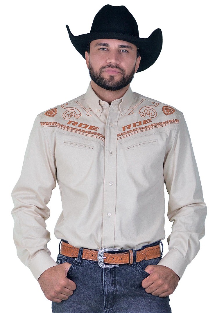 Camisa Radade Manga Longa Bordada BROWNSTONE cor Bege - 1693
