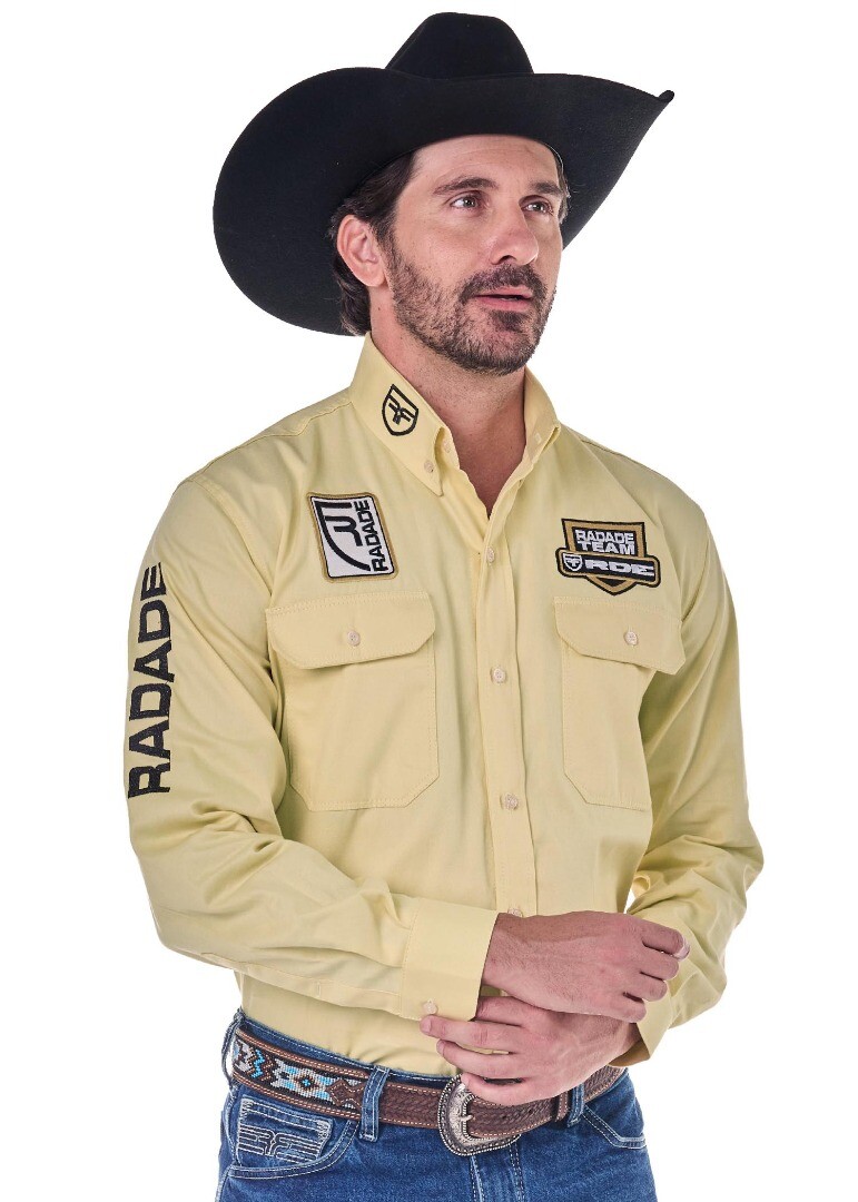 Camisa Radade Manga Longa Bordada BRUT cor Amarelo - 2068