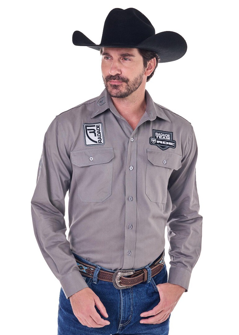 Camisa Radade Manga Longa Bordada BRUT cor Cinza - 2067