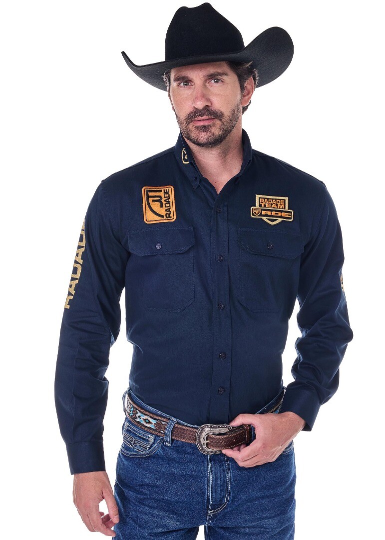 Camisa Radade Manga Longa Bordada BRUT cor Marinho - 2214