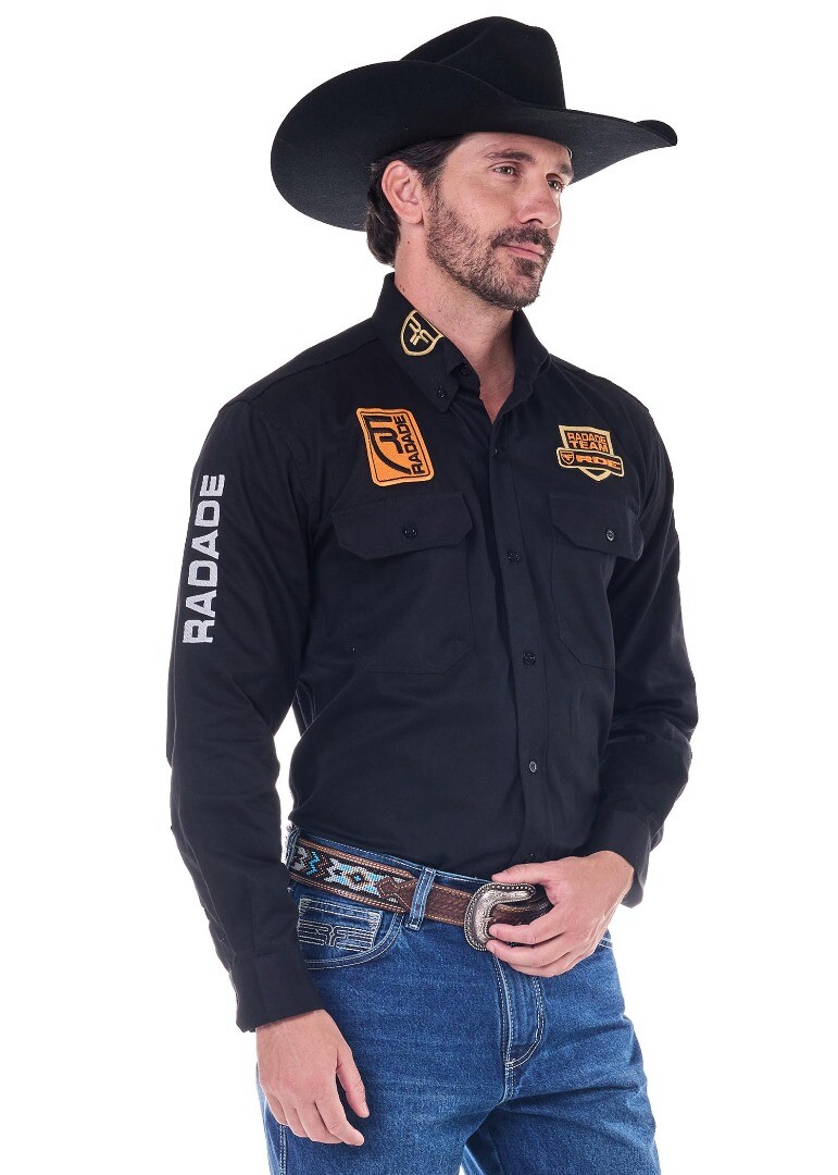 Camisa Radade Manga Longa Bordada BRUT cor Preto - 2062