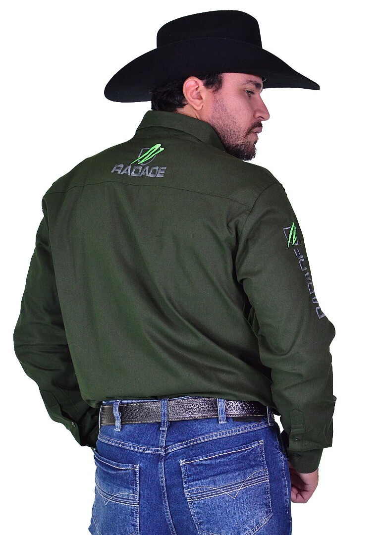 Camisa Radade Manga Longa Bordada BRUT cor Verde - 2182
