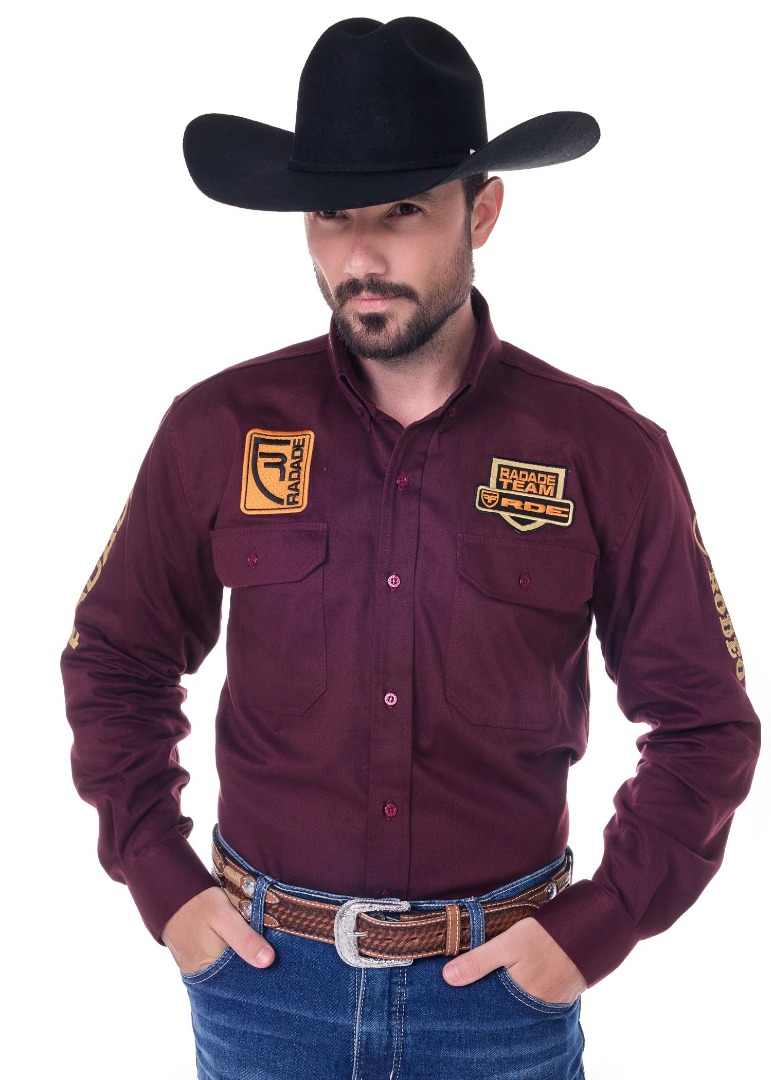 Camisa Radade Manga Longa Bordada BRUT cor Vinho - 2060