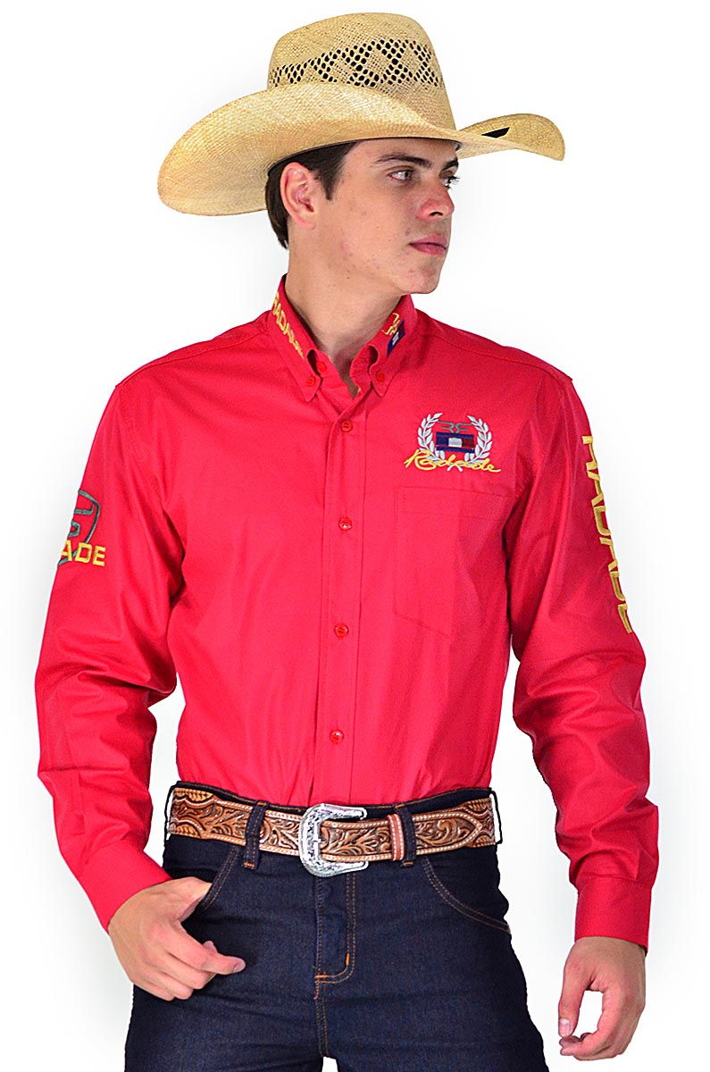 Camisa Radade Manga Longa Bordada Classic Vermelho - 0839