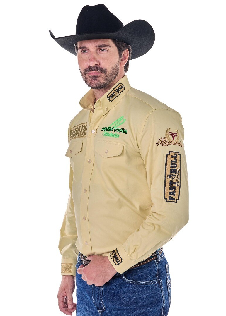 Camisa Radade Manga Longa Bordada GREEN cor Amarelo - 2155