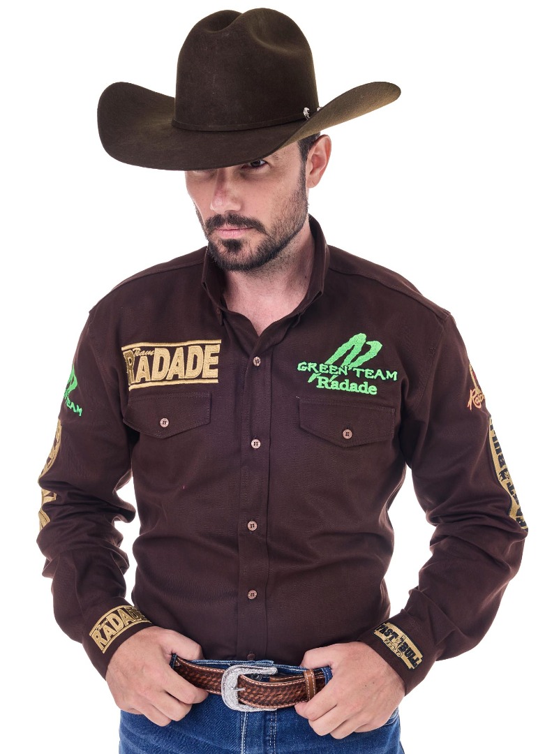 Camisa Radade Manga Longa Bordada GREEN cor Marrom - 2124