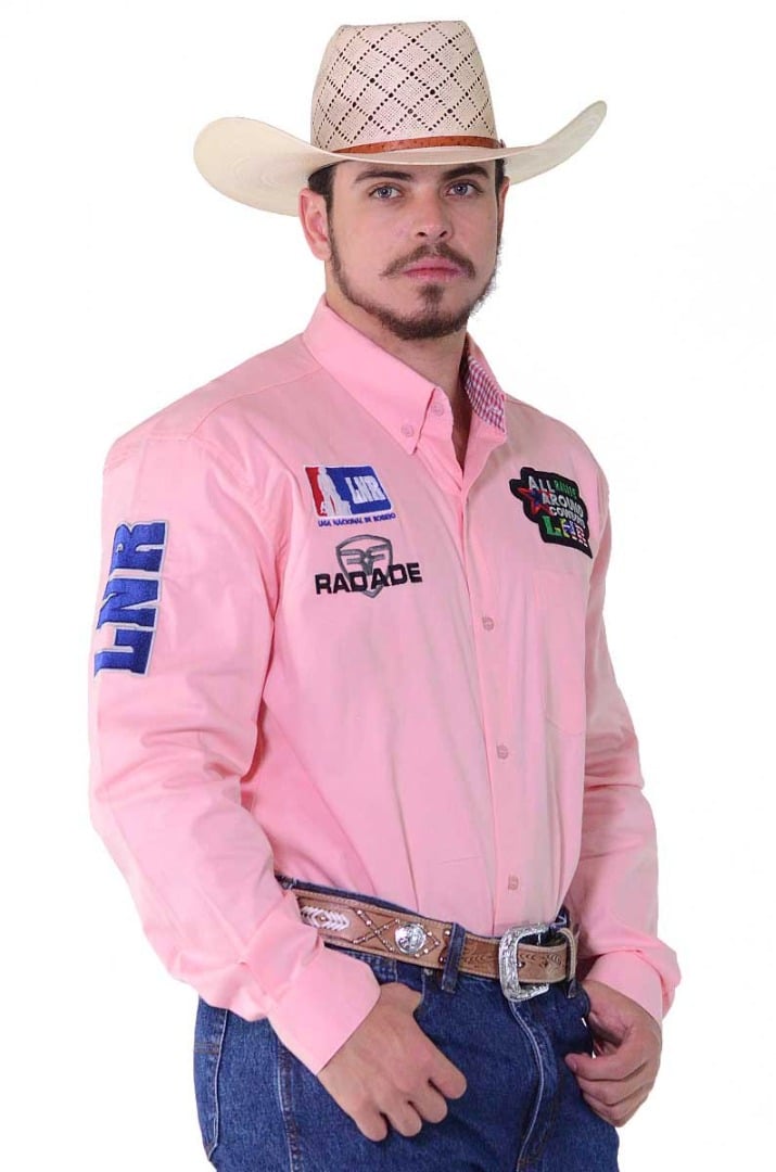 Camisa Radade Manga Longa Bordada LNR Rosa - 1270