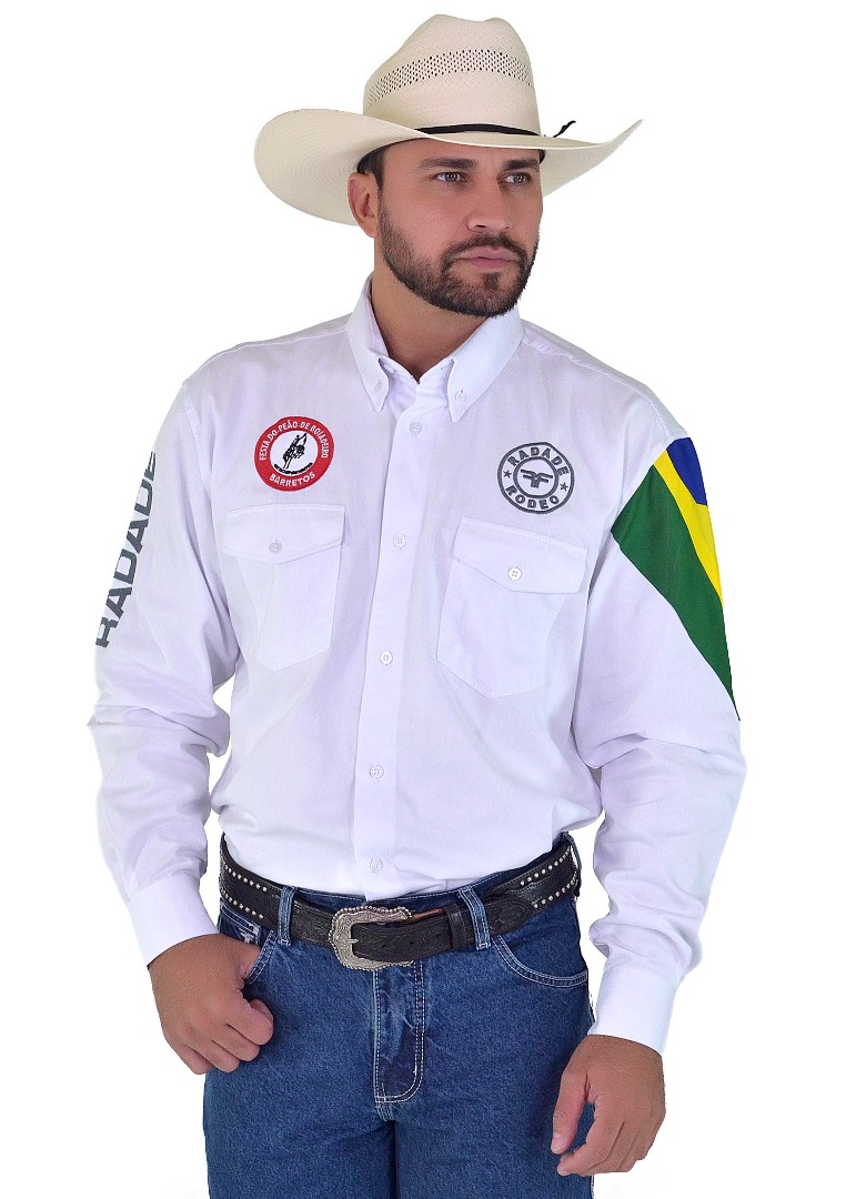 Camisa Radade Manga Longa Bordada NEW BR Branca - 1839