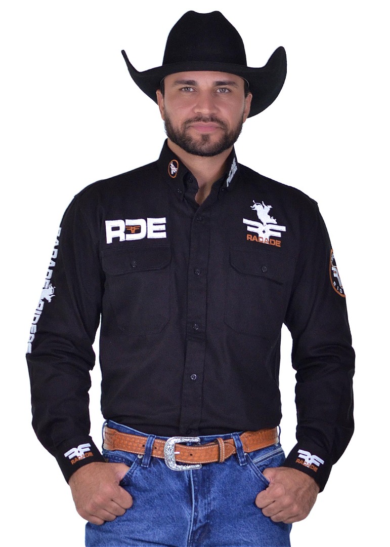 Camisa Radade Manga Longa Bordada RIDERS Preta - 1687