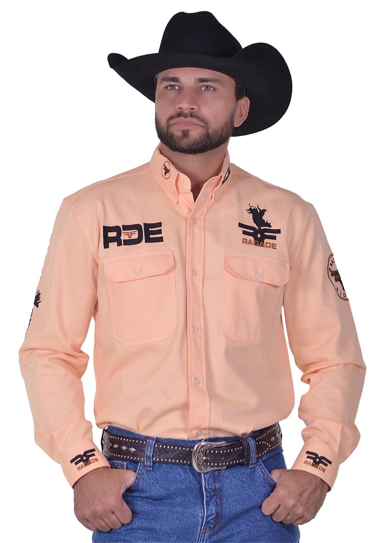 Camisa Radade Manga Longa Bordada RIDERS Salmão - 1733