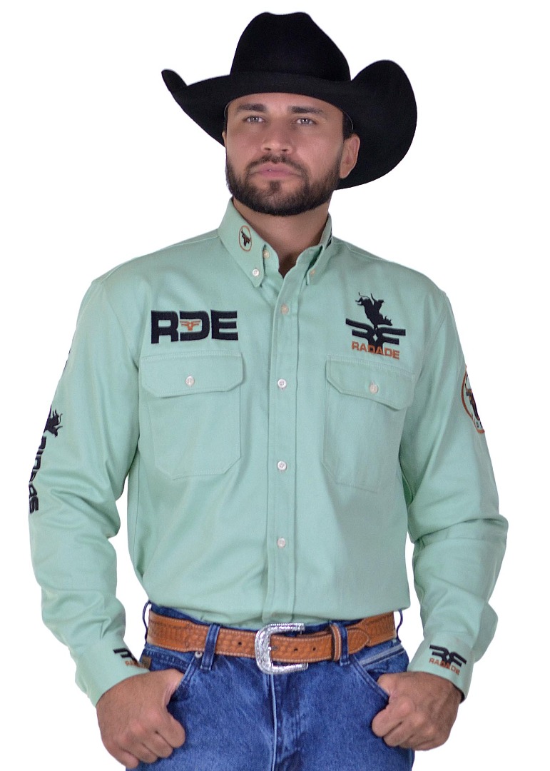 Camisa Radade Manga Longa Bordada RIDERS Verde Claro - 1732