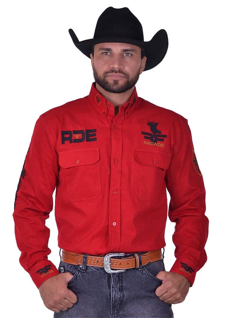 Camisa Radade Manga Longa Bordada RIDERS Vermelha - 1688