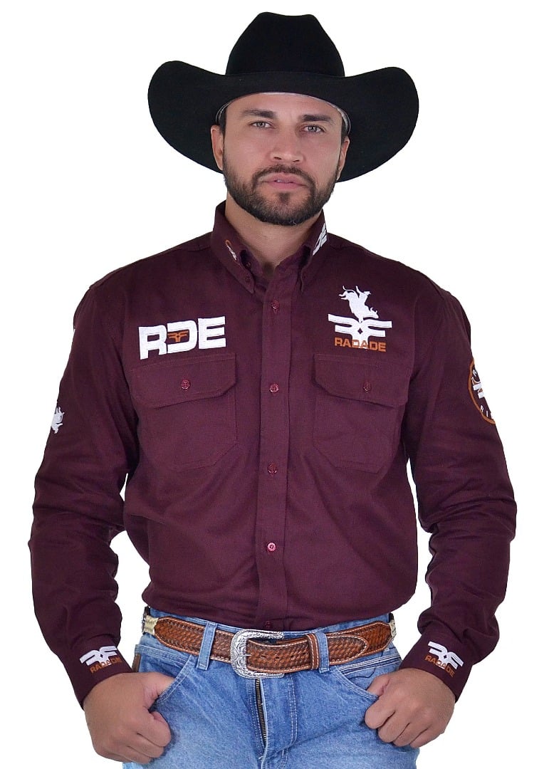 Camisa Radade Manga Longa Bordada RIDERS Vinho - 1737