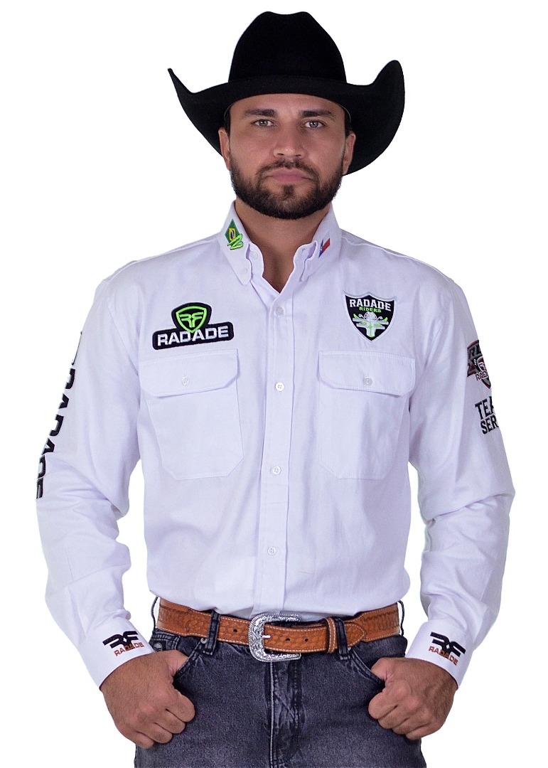 Camisa Radade Manga Longa Bordada TEAM SERIES Branca - 1683