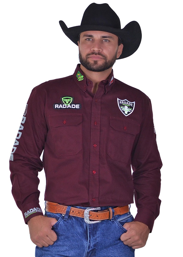 Camisa Radade Manga Longa Bordada TEAM SERIES Vinho - 1682