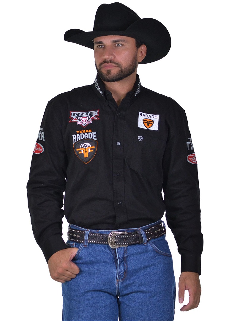 Camisa Radade Manga Longa Bordada TX RDE Preto - 1706