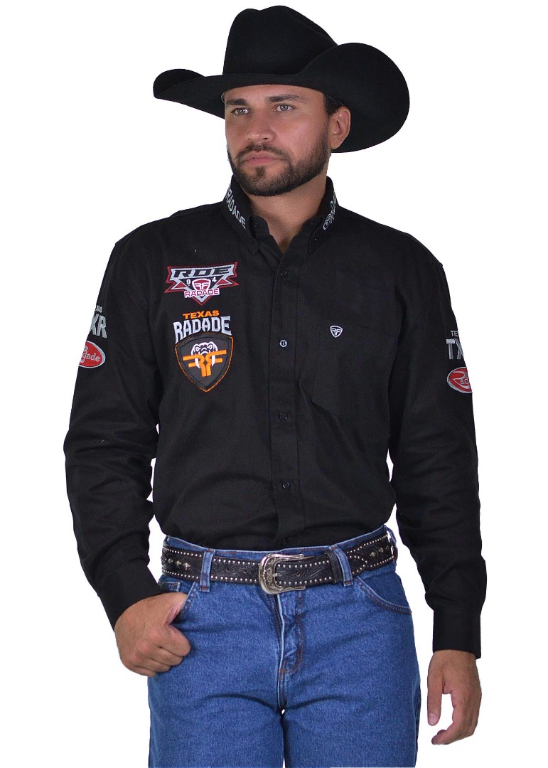 Camisa Radade Manga Longa Bordada TX RDE Preto - 1706