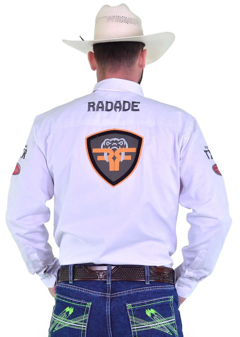 Camisa Radade Manga Longa Bordada TX RDE Sarja Branco - 1817