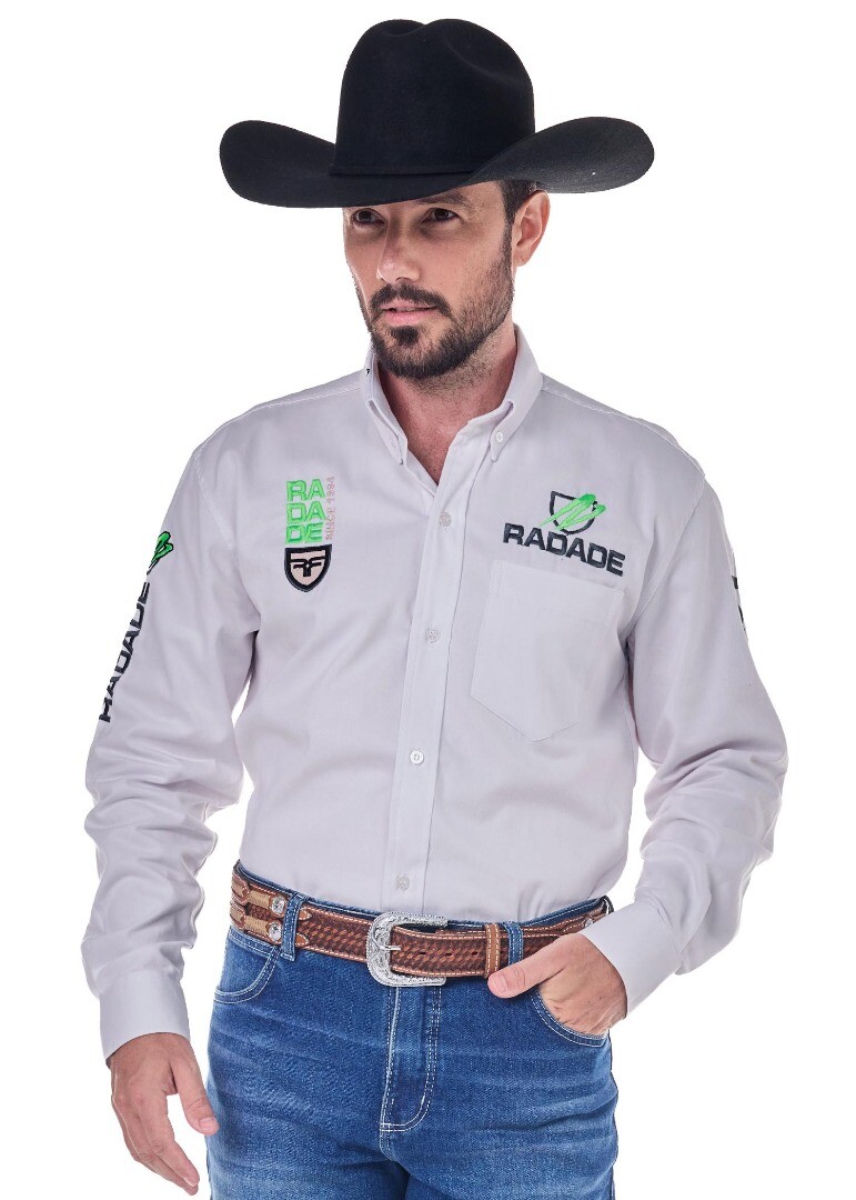 Camisa Radade Manga Longa Bordada VERT cor Branco - 2069