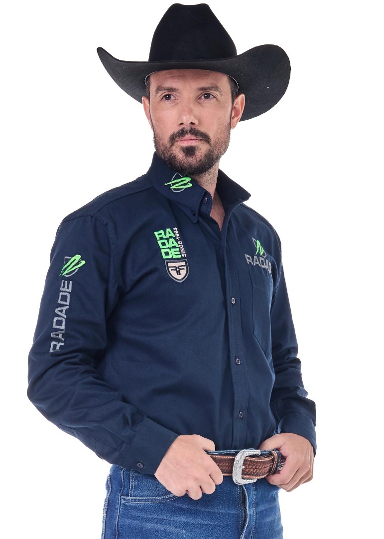 Camisa Radade Manga Longa Bordada VERT cor Marinho - 2070