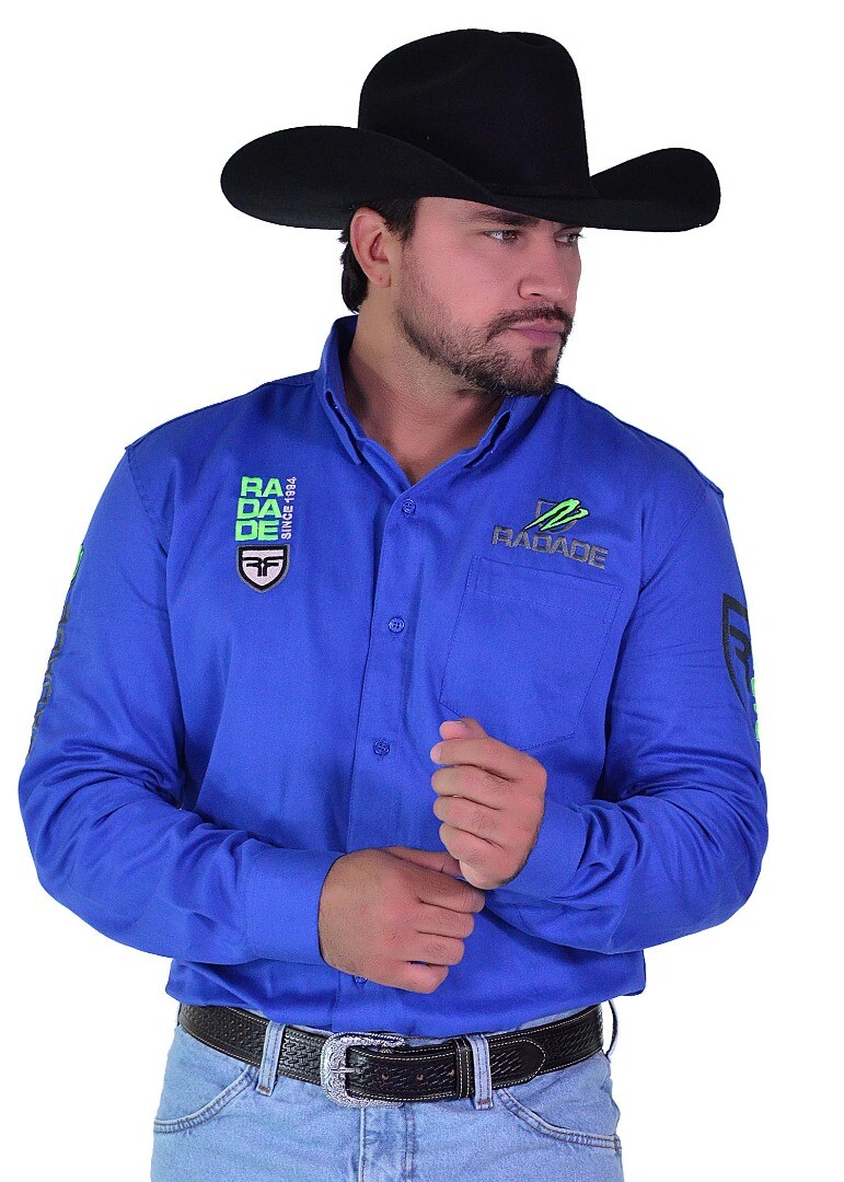 Camisa Radade Manga Longa Bordada VERT cor Royal - 2179