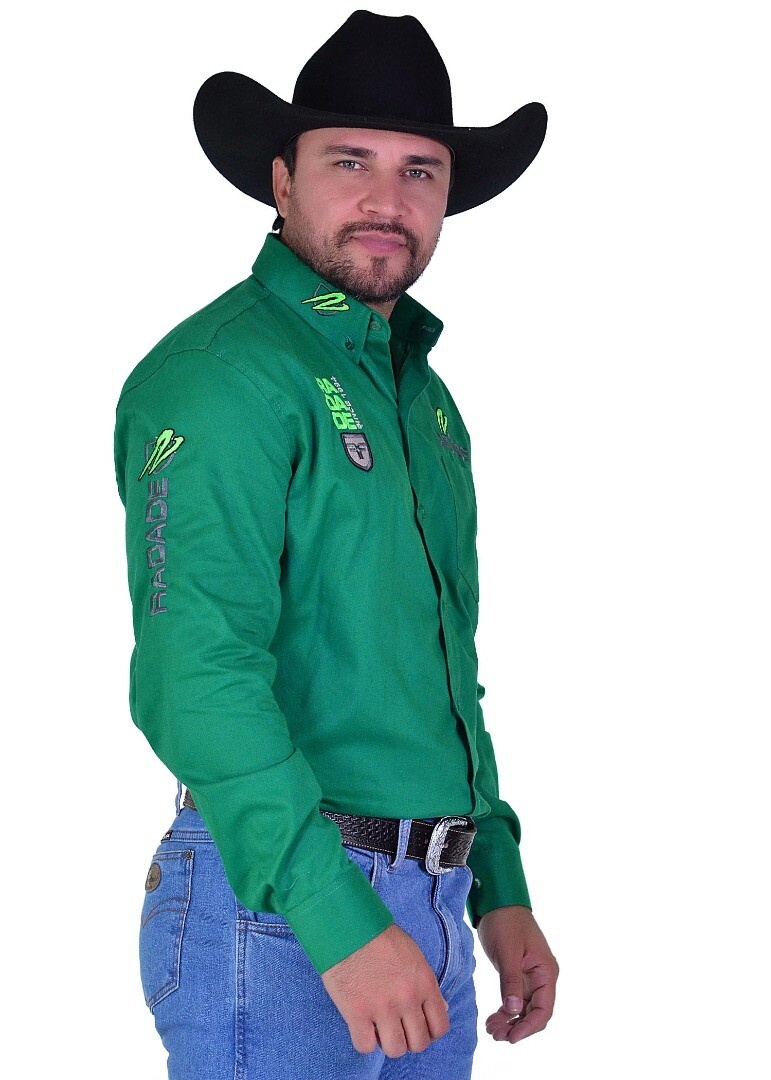 Camisa Radade Manga Longa Bordada VERT cor Verde - 2180