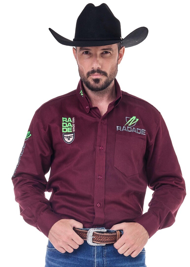 Camisa Radade Manga Longa Bordada VERT cor Vinho - 2075