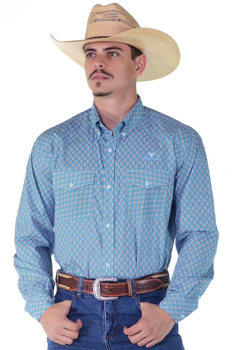 Camisa Radade Manga Longa Print Azul Claro - 1030