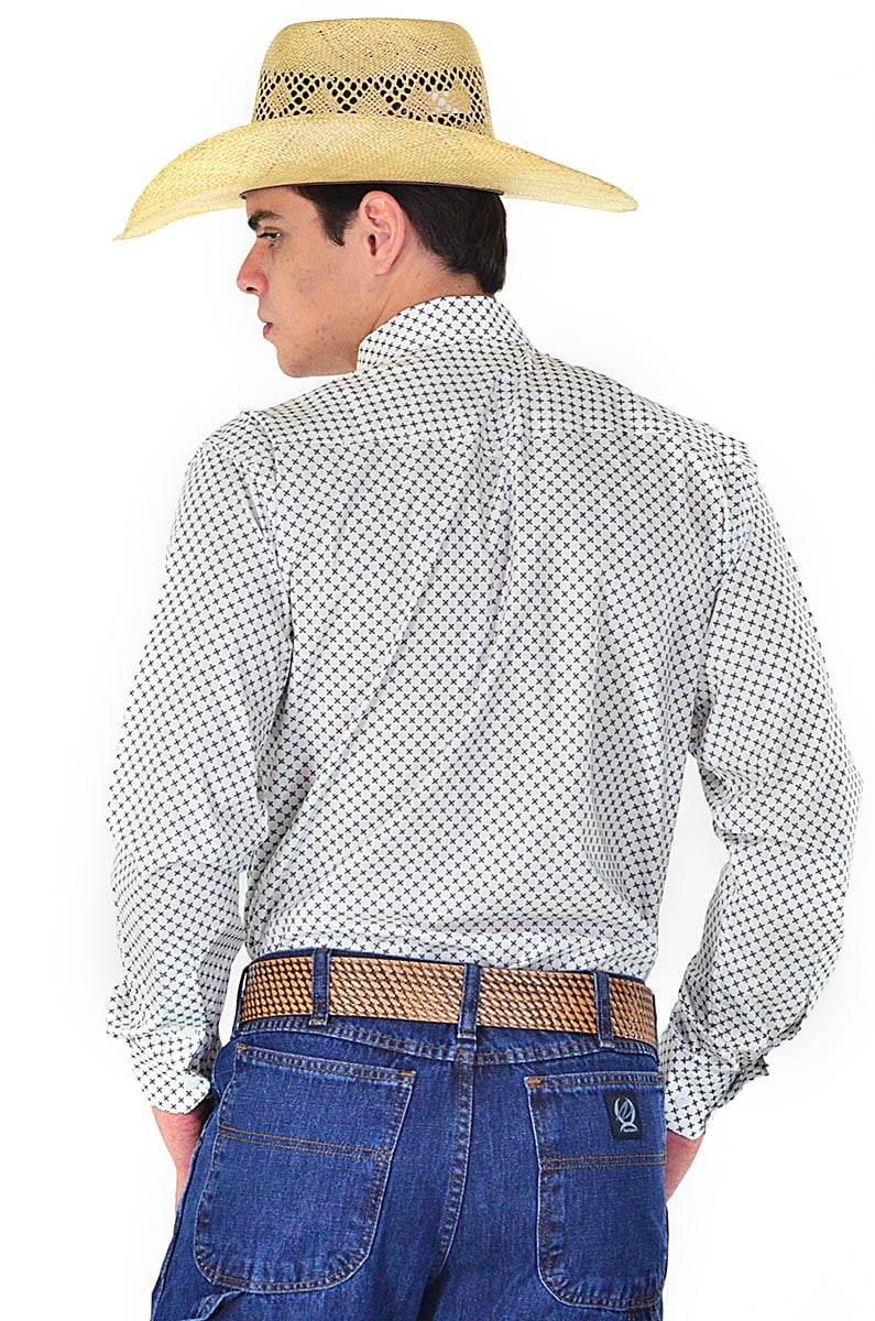 Camisa Radade Manga Longa Print Branco e Preto - 0835