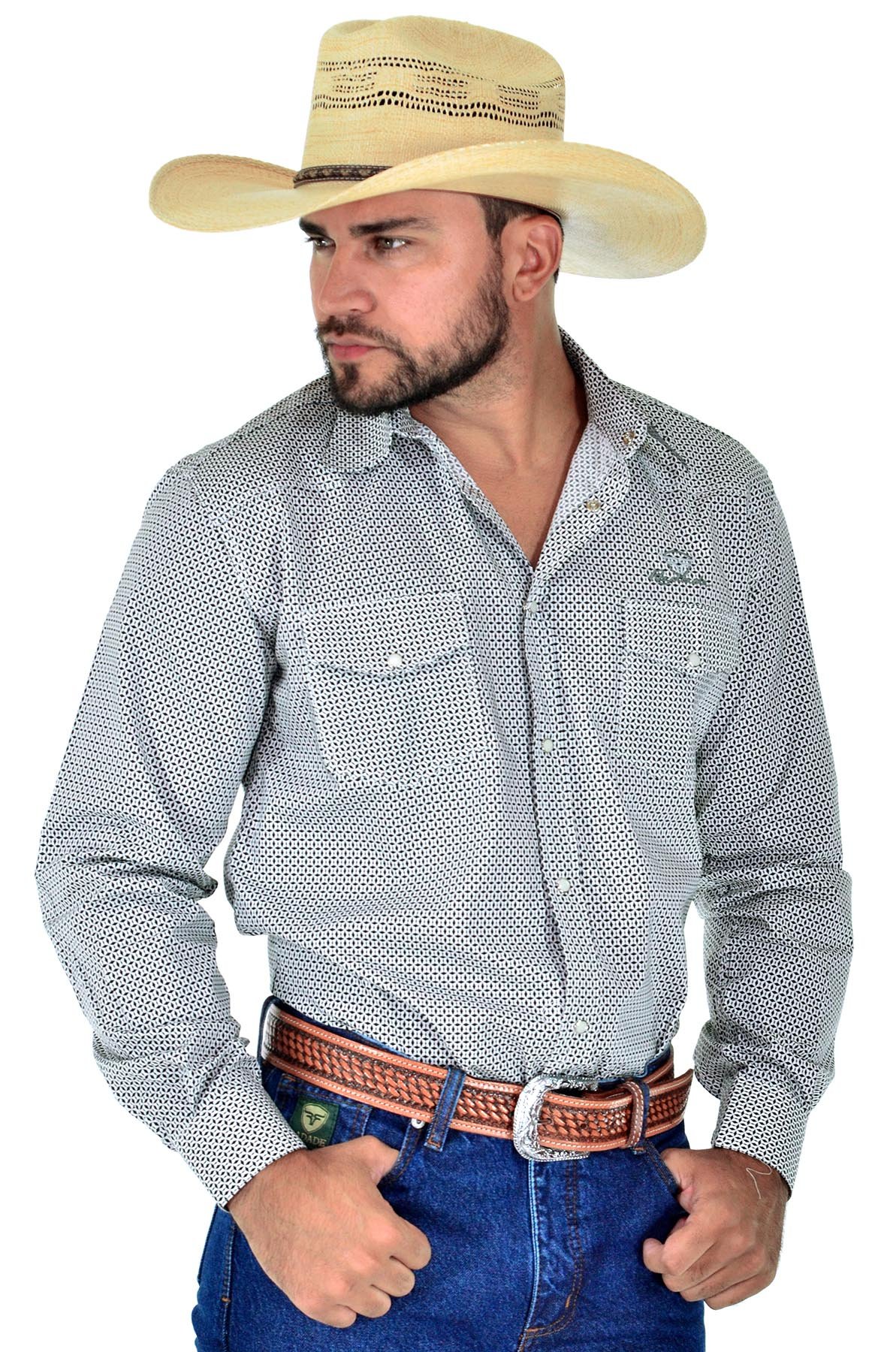 Camisa Radade Manga Longa Print Cinza - 0388