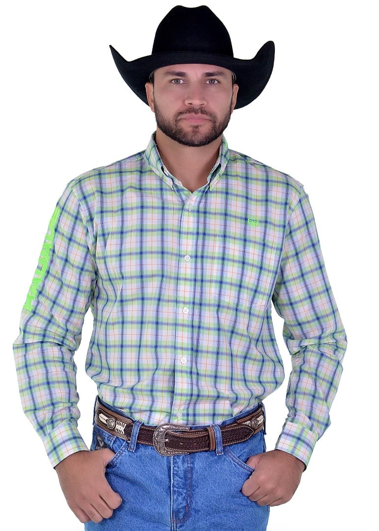 Camisa Radade Manga Longa Xadrez Bordada cor Verde - 1677