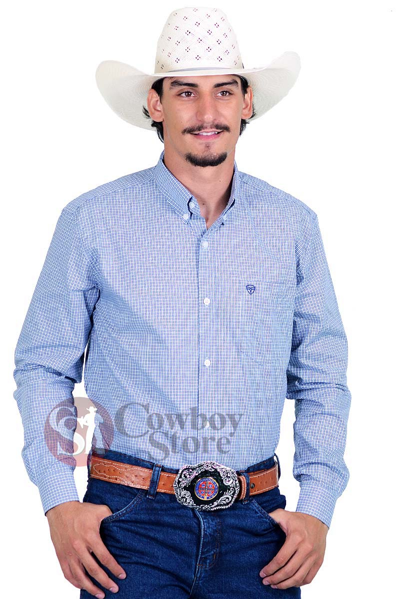Camisa Radade Manga Longa Xadrez Fifty Azul - 1346
