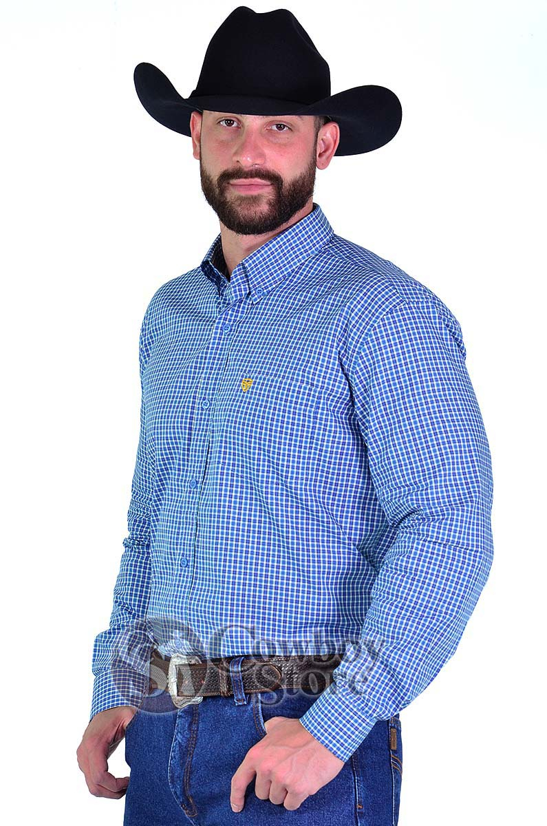 Camisa Radade Manga Longa Xadrez Fifty Azul - 1512