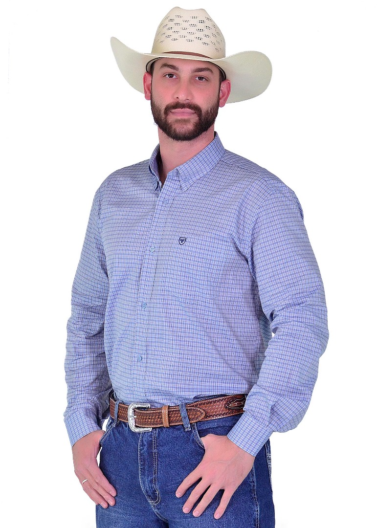 Camisa Radade Manga Longa Xadrez Fifty Azul - 1900