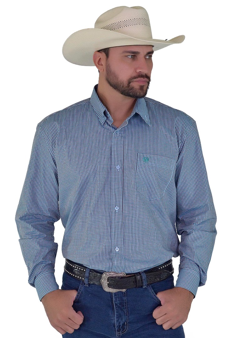 Camisa Radade Manga Longa Xadrez Fifty cor Azul - 1867