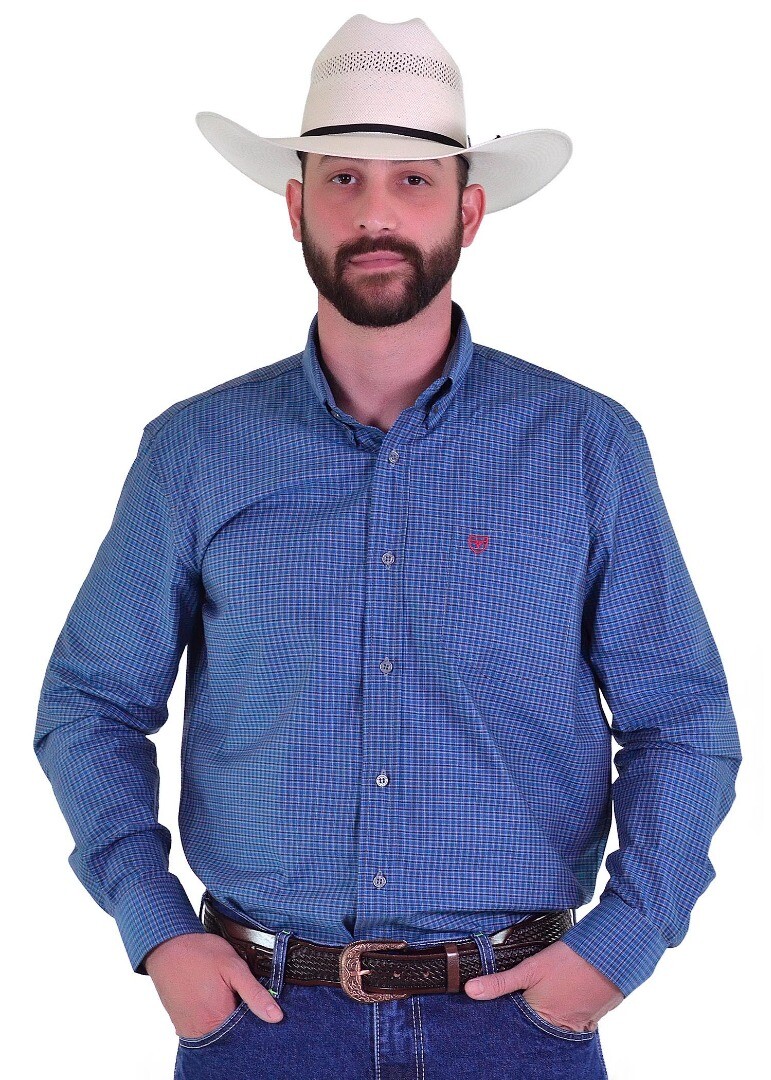 Camisa Radade Manga Longa Xadrez Fifty cor Azul - 1937