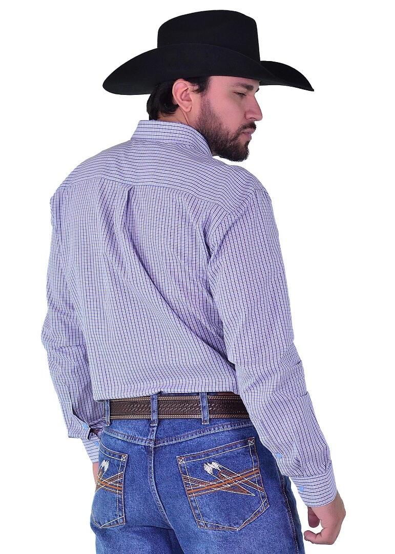 Camisa Radade Manga Longa Xadrez Fifty cor Azul - 2009