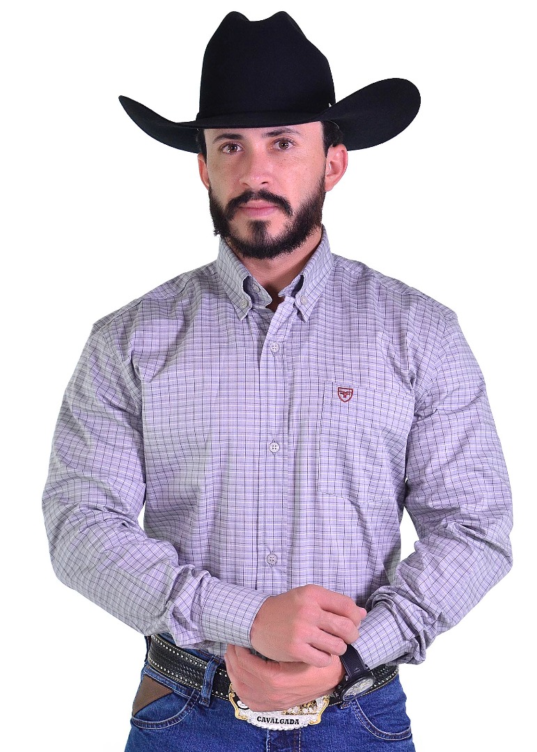 Camisa Radade Manga Longa Xadrez Fifty cor Cinza - 1912